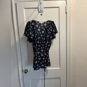 Navy wrap blouse